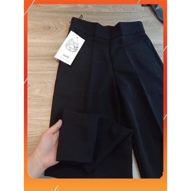 Quần tây ống rộng nữ đi học lưng cao khoá sườn dáng suông vải tuyết mưa màu đen học sinh sinh viên cực tôn dáng | BigBuy360 - bigbuy360.vn