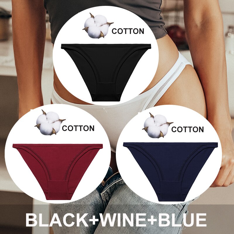 Cute Byte Bộ 3 Quần Lót Cotton Nữ Lưng Thấp Phối Ren Gợi Cảm Dễ Thương Size M-2XL