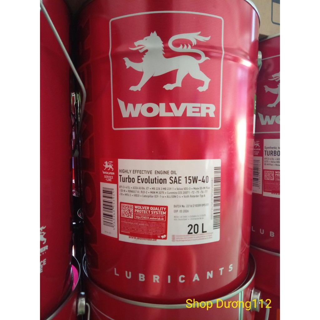 NHỚT WOLVER TURBO SUPER SAE 15W-40 20 LÍT