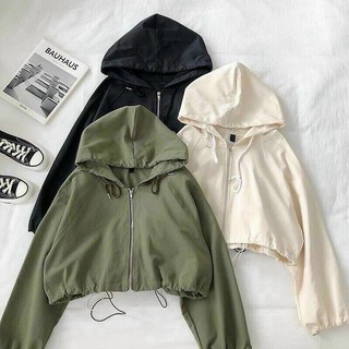 áo khoác lửng, áo khoác dù nữ croptop 2 lớp trẻ trung cá tính