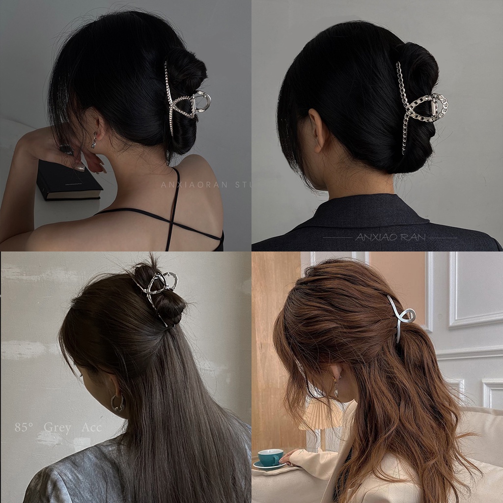 Kẹp Tóc Nữ Kẹp Càng Cua Kim Loại Cỡ Lớn Phong Cách Hàn Quốc Xinh Xắn