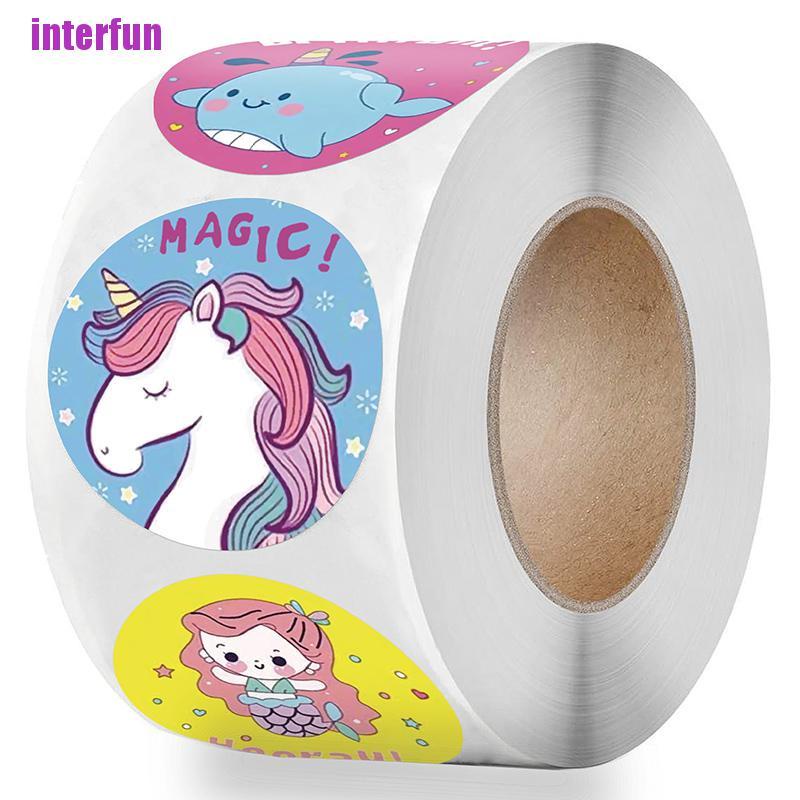 Cuộn 500 miếng dán hình động vật dễ thương kích thước 1 inch dùng để trang trí