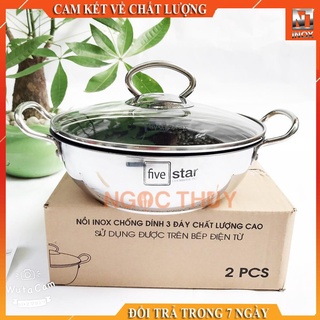 Nồi chống dính inox 3 đáy fivestar 20cm, nồi kho thịt, cá, nồi chống dính, nồi đáy từ