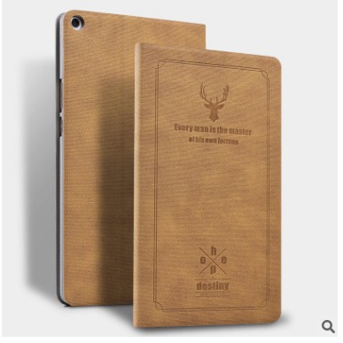 Bao da vân vải kaki Xiaomi Mipad 4 / Mipad 5 / Mi pad 5 pro họa tiết hươu nai