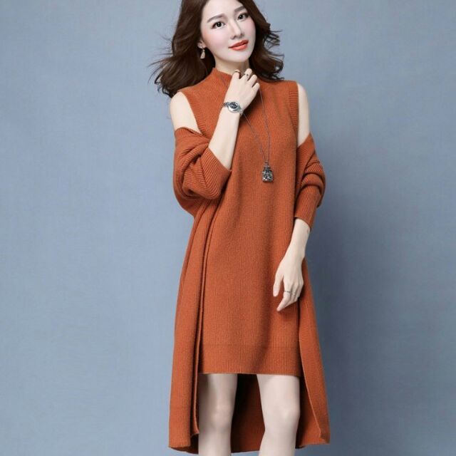 Set đầm len kèm áo