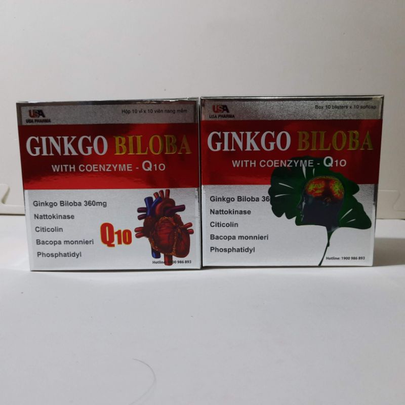 HOẠT HUYẾT DƯỠNG NÃO - GINKGO BILOBA 360mg With Coenzym Q10 đỏ - Hộp 100 viên nang mềm