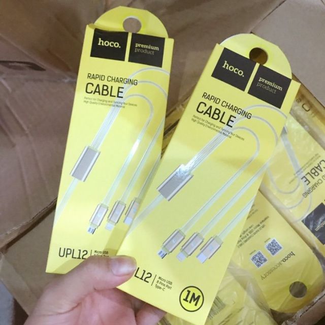 Cáp Sạc 3 Đầu Hoco UPL12 Lightning-Micro-TypeC