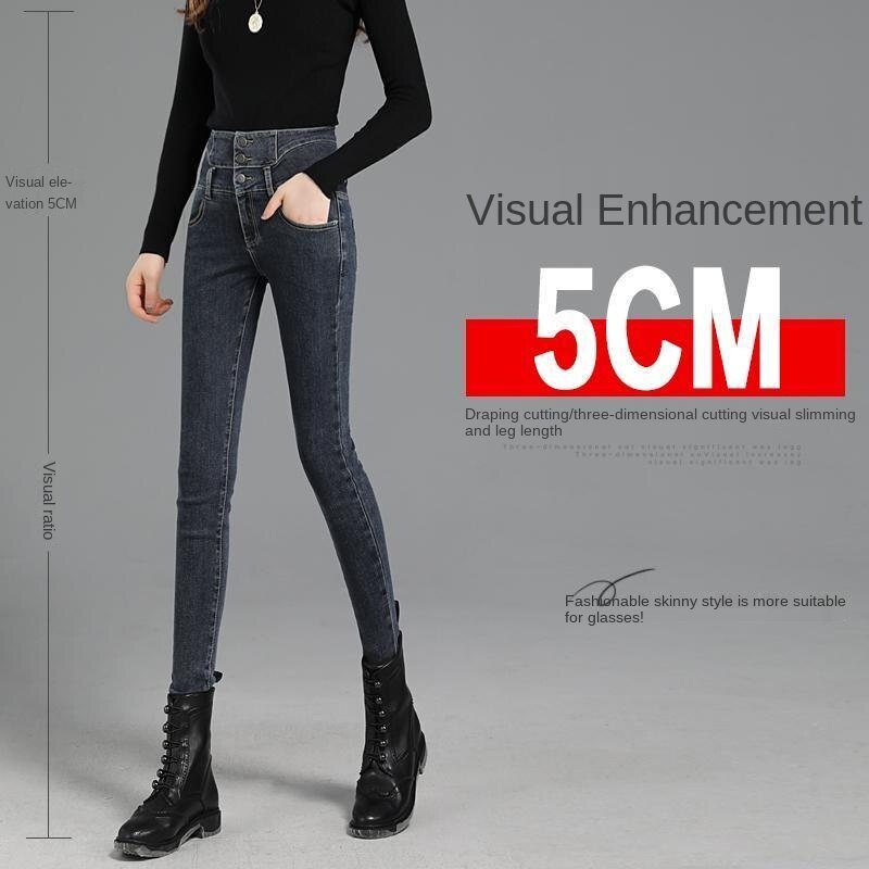 Quần Jeans Đen Lưng Cao Siêu Mỏng Phong Cách Hàn Quốc 2020 Cho Nữ