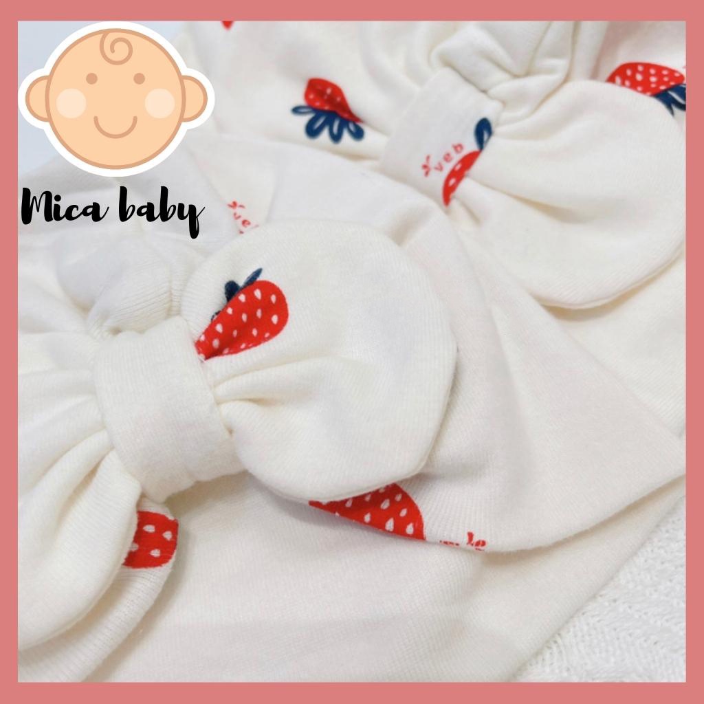 Mũ turban trắng kem họa tiết quả dâu đáng yêu cho bé Mica Baby MTB88