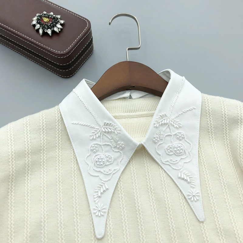 Cổ Áo Rời Thêu Hoa Đính Ngọc Trai Giả Thời Trang Cho Nữ