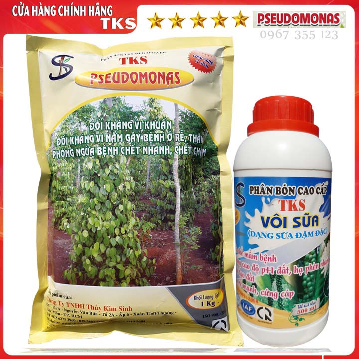 TKS-PSEUDOMONAS Chế Phẩm Sinh Học Trừ Bệnh Héo Xanh, Thối Rễ, Nứt Thân, Xì Mủ - Gói 1Kg