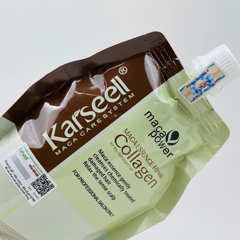 Kem ủ tóc Karseell Maca Power Collagen 500ml phục hồi hư tổn Hấp ủ tóc thẳng mượt bổ xung collagen LOẠI 1 CÓ TEM UT09