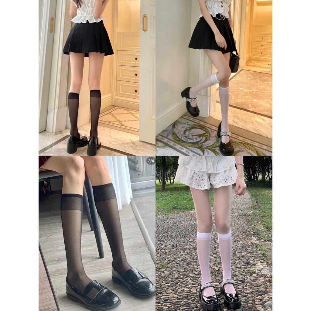 Tất nữ màu trơn lolita JK cosplay phong cách học sinh Nhật Bản