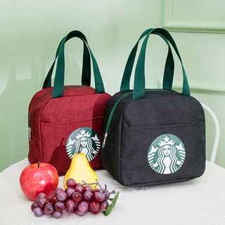 Túi Xách Tay Đựng Cơm Trưa Vải Bố In Hình Starbucks