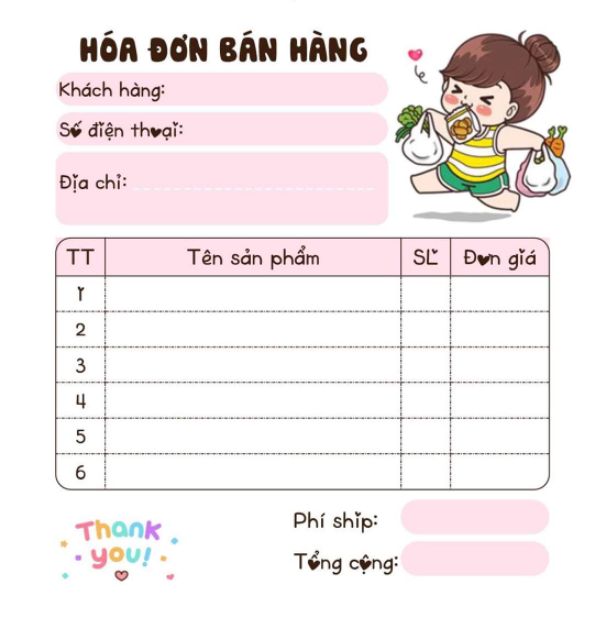 ❤️[MUA 10 TẶNG 1]Hóa đơn bán hàng mini 1 liên em bé chibi