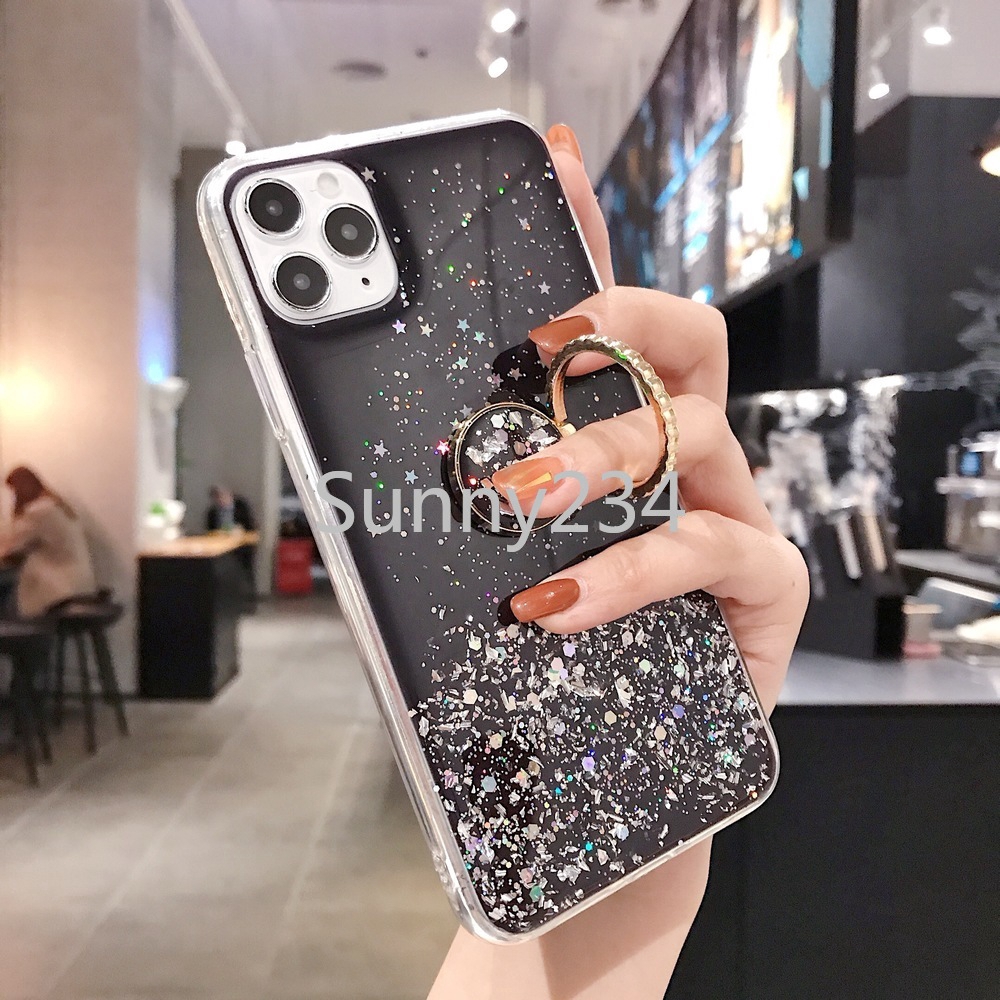 Star Glitter Soft Case OPPO A54 A15 A15S A52 A92 A53 A5 A9 2020 A12 A3S A5S A57 A39 A7 A83 F9 F11 Pro Soft Case With Ring