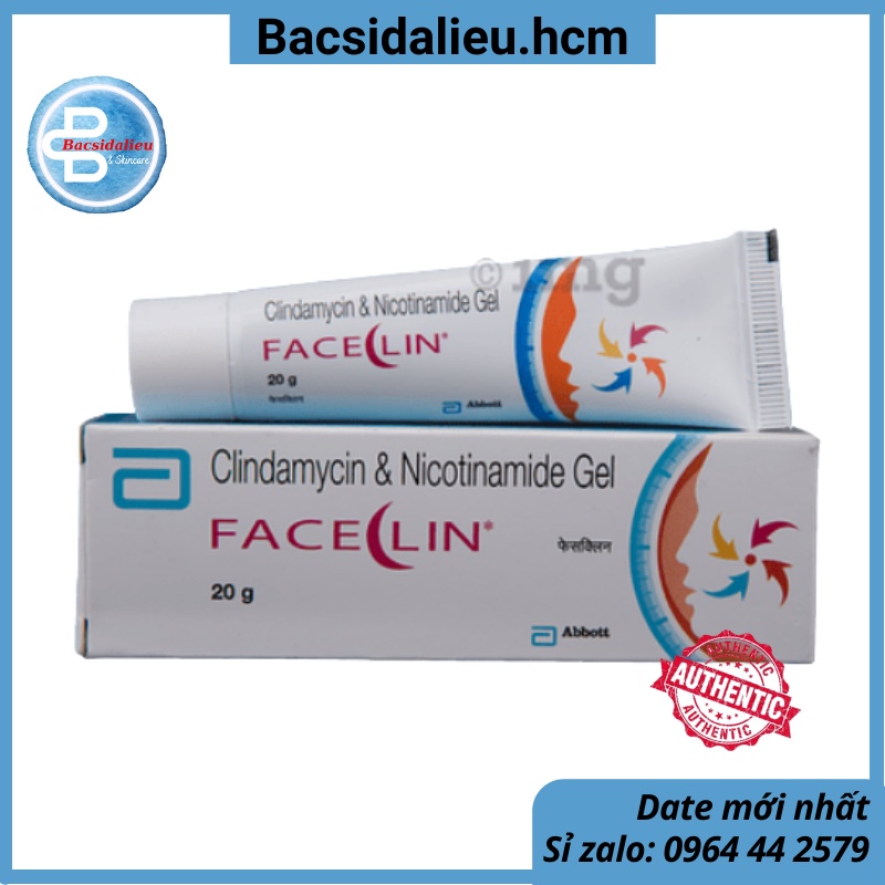 Faceclin gel (20g) chấm mụn 4% niacinamide và clin.damyci, kem giảm sạch mụn của Abbott
