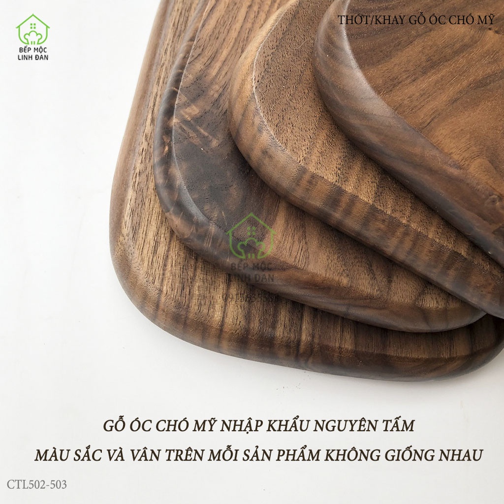 [Mã BMBAU50 giảm 10% đơn 99k] Thớt gỗ Óc Chó bày đồ ăn/decor - Gỗ nhập khẩu Mỹ siêu sạch, vân đẹp (16x35cm) CTL502