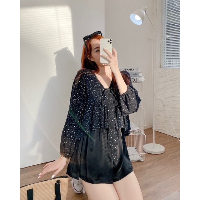 Quần short nữ lưng thun co giãn chất lụa xoè phối kiểu đa dạng MIEU - JJN12