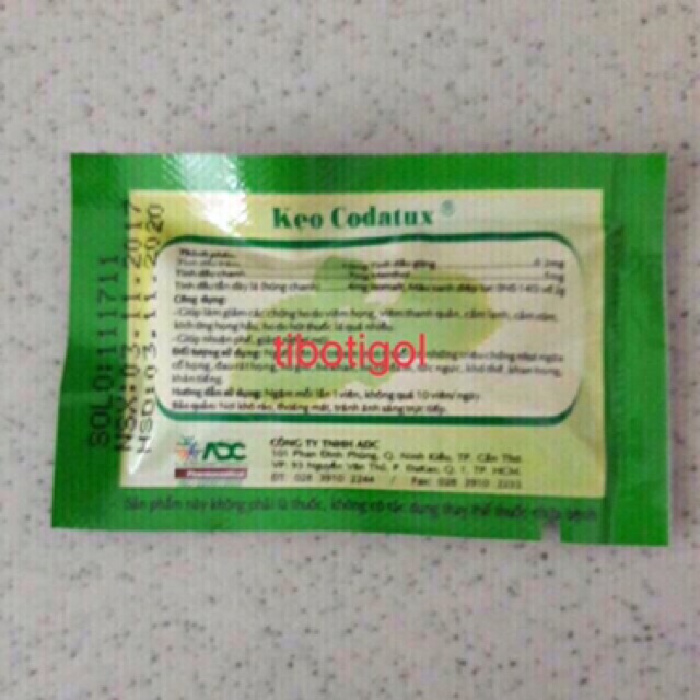Codatux kẹo ngậm viêm họng, ho dùng được cho bệnh nhân tiểu đường