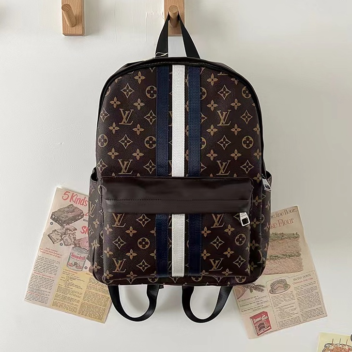Balo da nam LV Ba lô đi học cao cấp da pu PUKA cặp đi học nam nữ đẹp thời trang cặp sách đeo vai unisex đi chơi đi làm