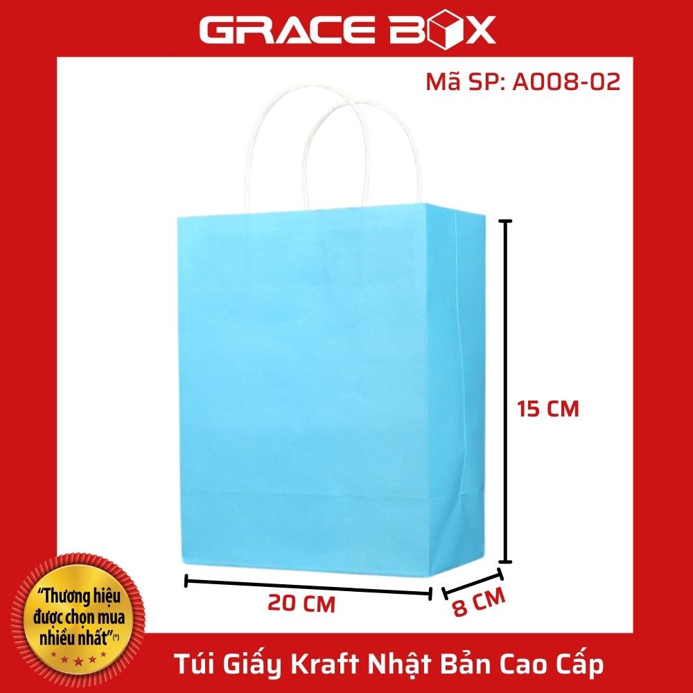 {Giá Sỉ} Túi Giấy Kraft Nhật Cao Cấp - Size 15 x 8 x 20 cm - Màu Xanh Dương Nhạt - Siêu Thị Bao Bì Grace Box