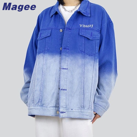 Áo Khoác denim Màu gradient Phong Cách Hong Kong Thời Trang Xuân Thu Mới