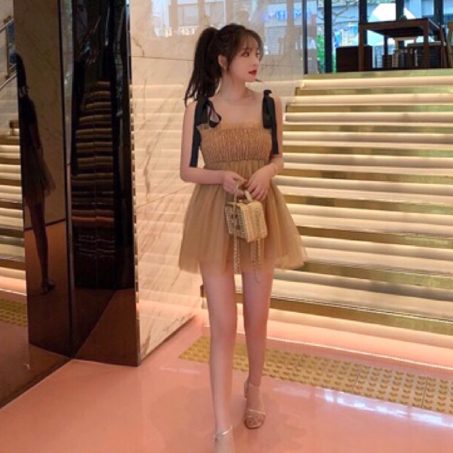 (Video) Đầm lưới dây cột nơ công chúa | BigBuy360 - bigbuy360.vn