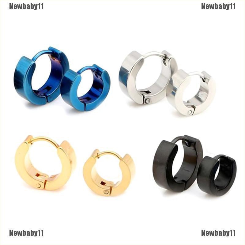 1 Đôi Bông Tai Tròn Bằng Thép Không Gỉ Phong Cách PUNK Dành Cho Nam Và Nữ