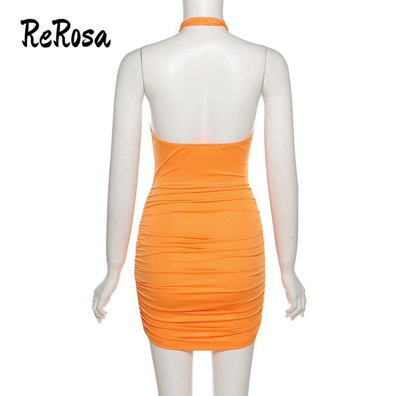 Rerosa Đầm Ôm Hai Dây Hở Lưng Thời Trang Gợi Cảm Cho Nữ