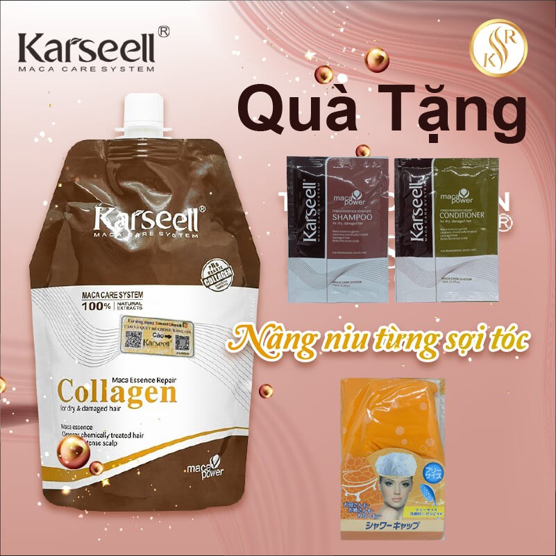 [Giá Hủy Diệt ] Túi ủ karseell 500ml Phục hồi Tóc Hư Tổn (Tặng mũ gội + combo gội xả mini)