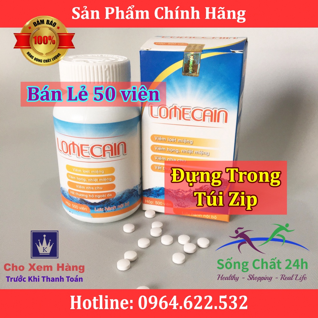 Nhiệt Miệng Bạch Mai Lomecain Lọ 500 Viên - Sống Chất 24h
