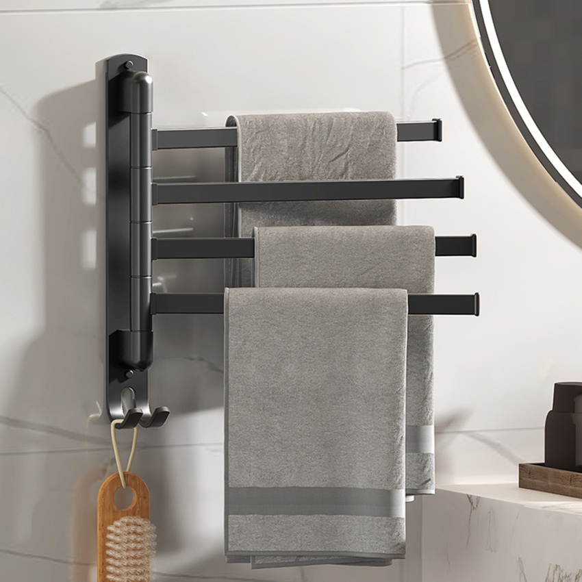 Giá Đỡ Treo Khăn Tắm / Đồ Dùng Nhà Bếp Bằng Inox 1 / 4 / 5 Thiết Kế Xoay Tròn Tiện Dụng