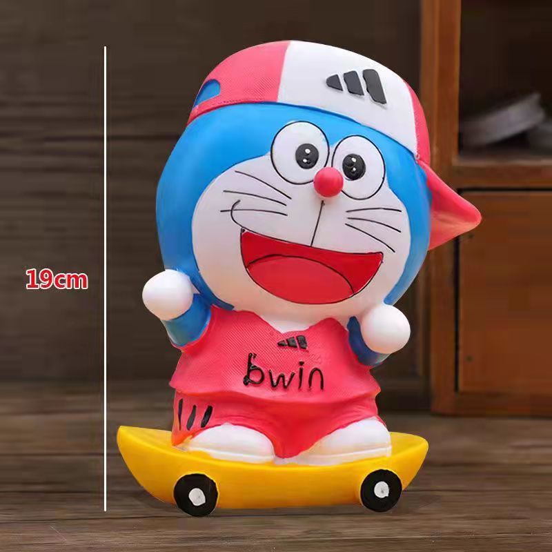 Ống Heo Tiết Kiệm Bằng Vinyl Chống Sốc Hình Doraemon Màu Trắng Sáng Tạo DIY