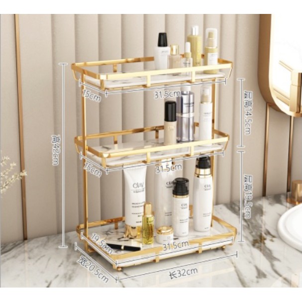 Kệ 3 tầng đựng đồ vật dụng nhà vệ sinh GOLDEN MARBLE BATHROOM RACK