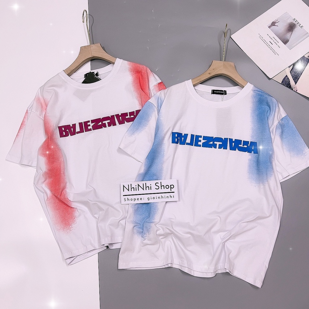 Áo thun nữ loang in chữ BB ngược form rộng, Áo phông nữ dáng dài AT7573 - NhiNhi Shop