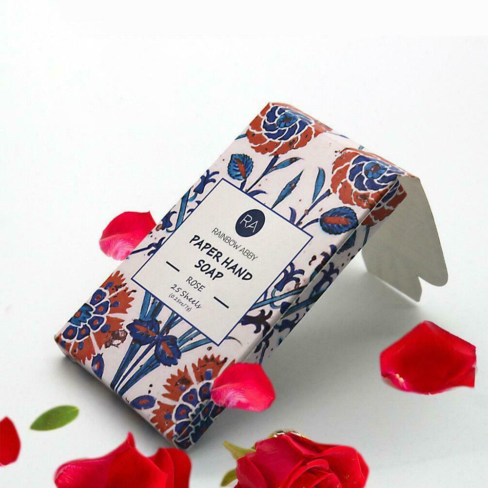 (Hàng Mới Về) Set 25 Tờ Xà Phòng Giấy Mini Dùng Một Lần Tiện Dụng Khi Đi Du Lịch