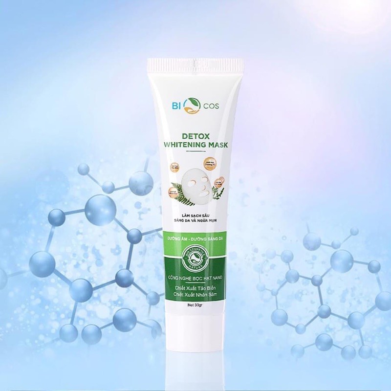 Mặt Nạ Thải Độc Detox Whitening Mask BIOCOS Làm Sạch Bụi Bẩn , Ngăn Ngừa Mụn , Dưỡng Ẩm Da 30g