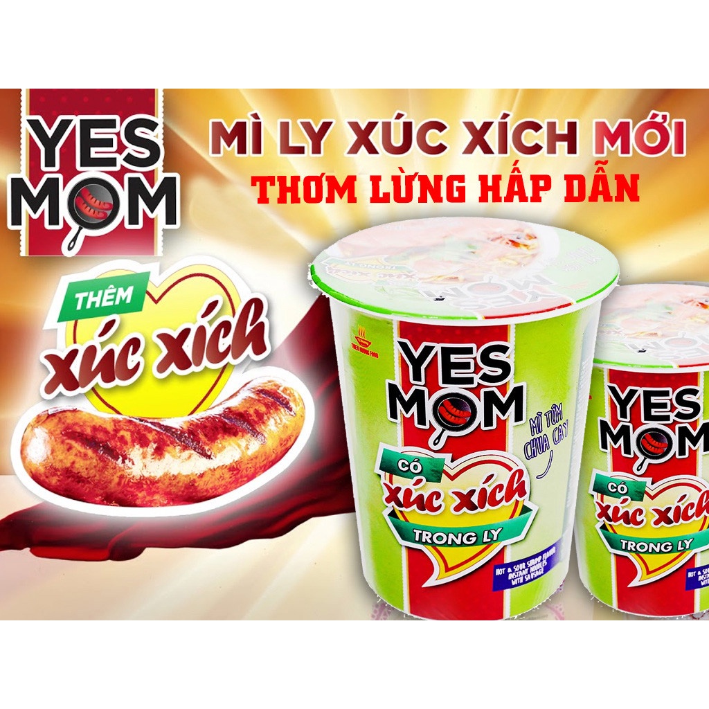 1 THÙNG mì xúc xích YESMON (24) LY vị chua cay