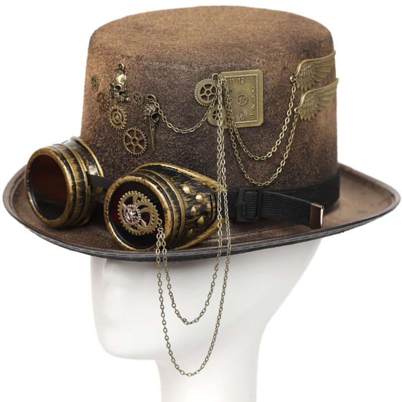 Nón Vành Hóa Trang Halloween Phong Cách Steampunk Vintage Cho Nam