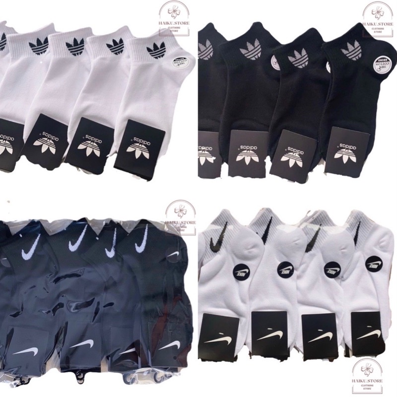 Tất Vớ Nam Adidas, Nike Cổ Ngắn Haiku.Store Tất Vớ Thể Thao Nam Hai Màu Trắng Đen
