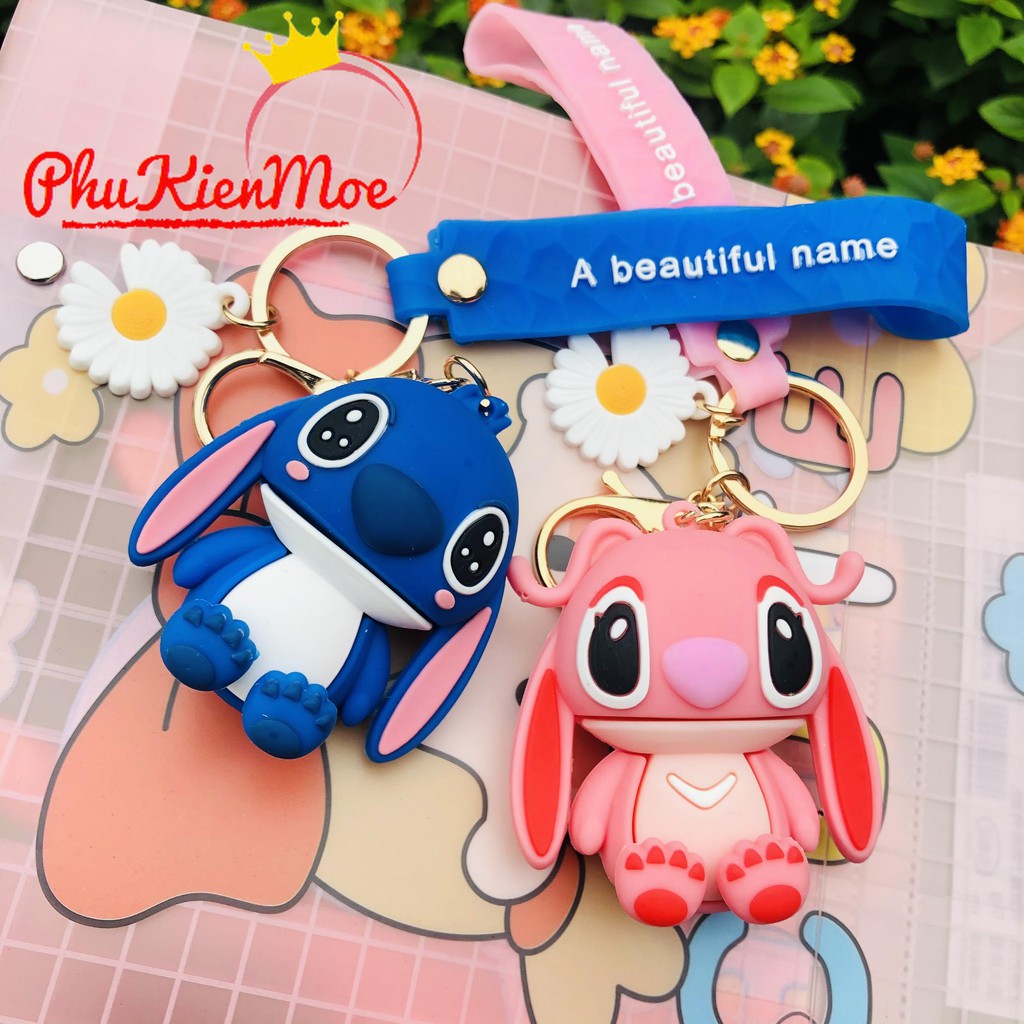 Móc chìa khóa đôi hình lilo stitch dành cho tình bạn , tình yêu handmade