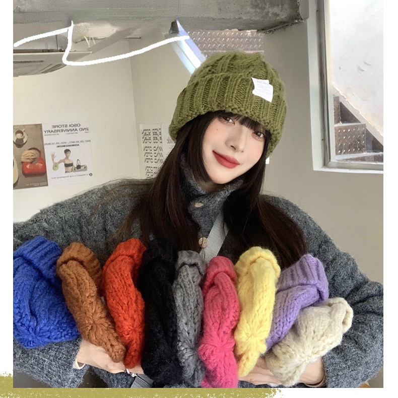 Mũ len rộng vành màu xanh lá phong cách Hàn Quốc thời trang thu đông cho nữ