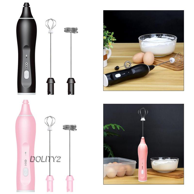 Máy Đánh Sữa Tạo Bọt Cà Phê Sạc USB Kèm 2 Cây Khuấy Bằng Thép Không Gỉ