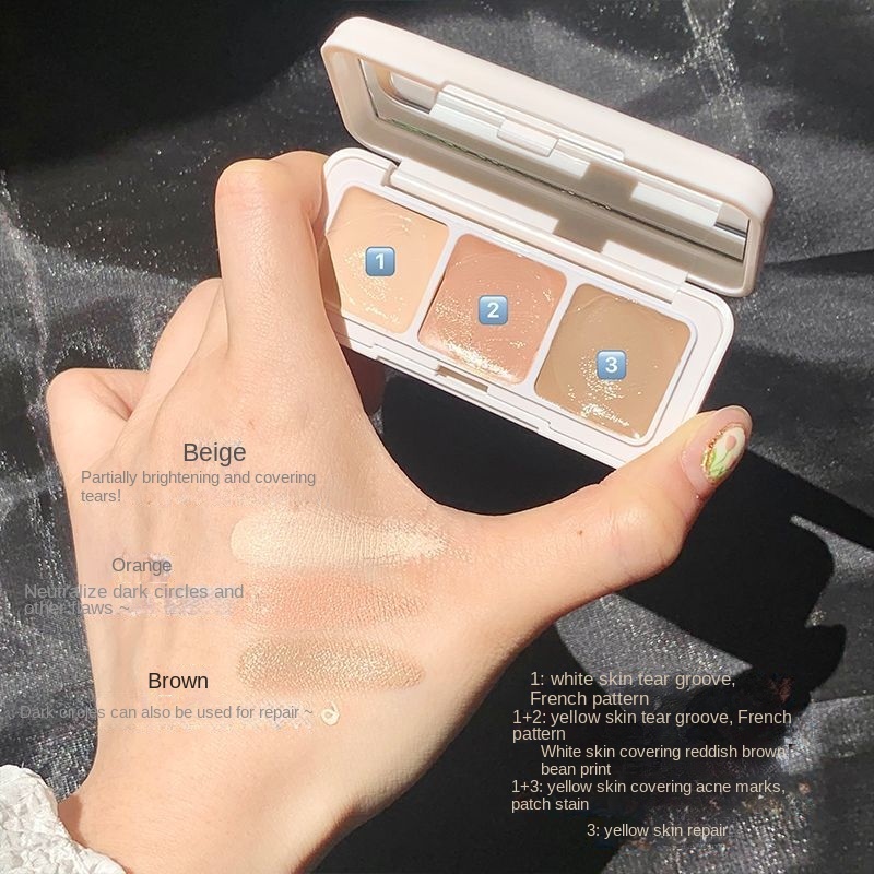 Bộ Kem Che Khuyết Điểm 3 Màu Che Phủ Đốm Đen Làm Sáng Da Chống Thấm Nước