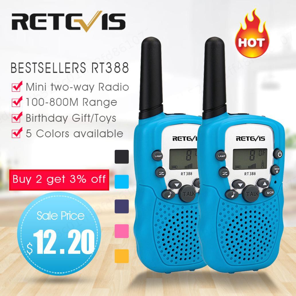 1 pair RETEVIS RT388 Kids Walkie Talkie Walkie Talkies 2pcs Mini Two Way Radio Station PMR Gift for Kids / Family Use / Camping 100 800M | walkie talk