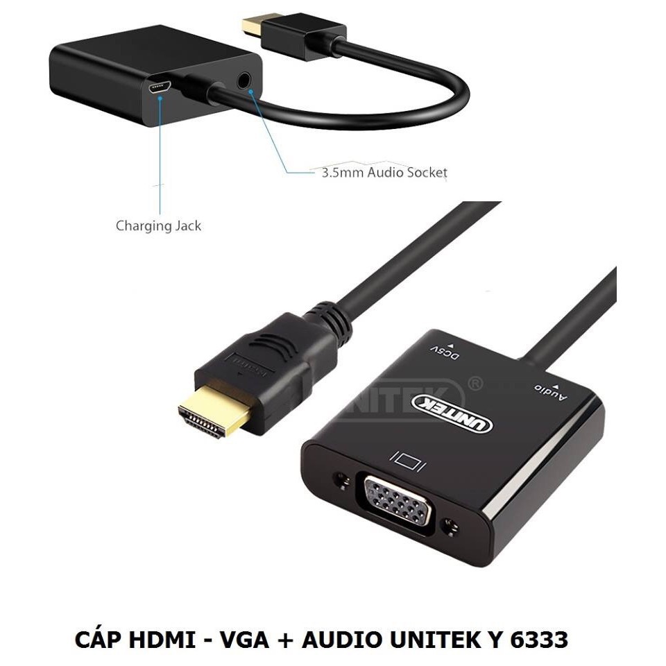 Dây chuyển đổi HDMI to VGA +Audio Chính Hãng Unitek Y 6333