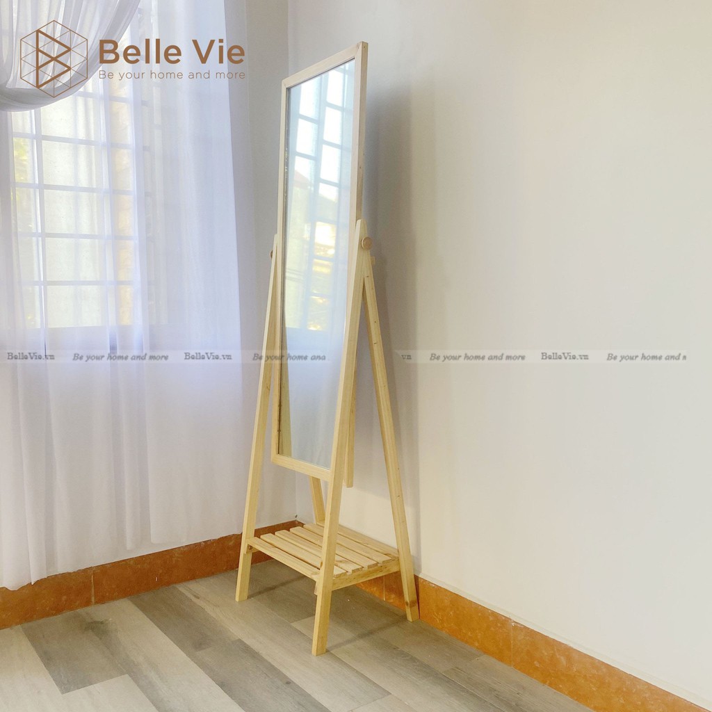 Gương Kệ Soi Toàn Thân Khung Gỗ BelleVie 45Cm x 165Cm Mirror Shelf Natural