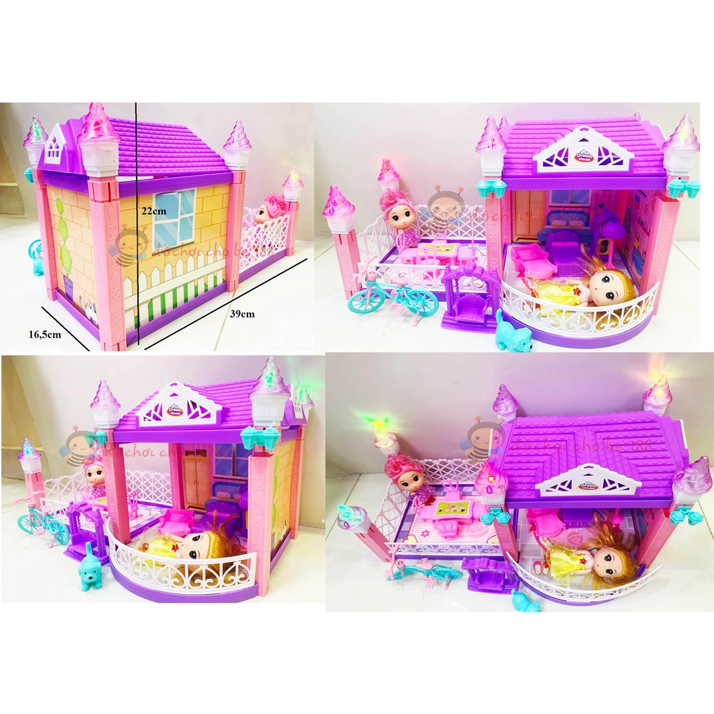 Đồ Chơi Lắp Ráp Ngôi Nhà Búp Bê - chibi có nhạc đèn búp bê rất dễ Thương cho bé gái tặng kèm pin