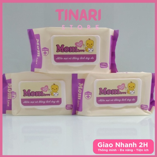 [Đồ Gia Dụng] Khăn Ướt MOM, Khăn Ướt Không Mùi Cao Cấp (1 Thùng 24 Gói)